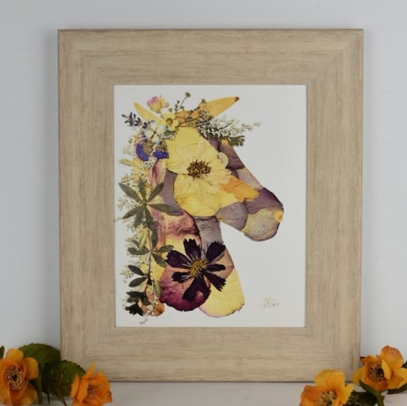 *sold* Real pressed flower 8x10 horse art print - Picture 1 of 3